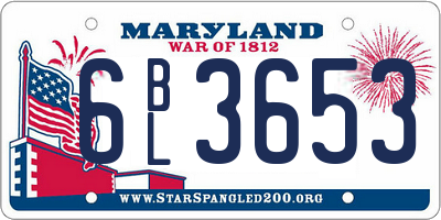 MD license plate 6BL3653