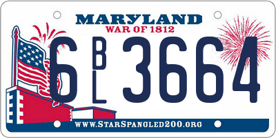 MD license plate 6BL3664