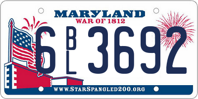 MD license plate 6BL3692