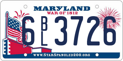 MD license plate 6BL3726