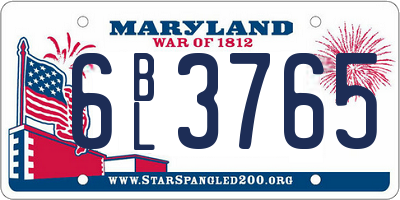 MD license plate 6BL3765