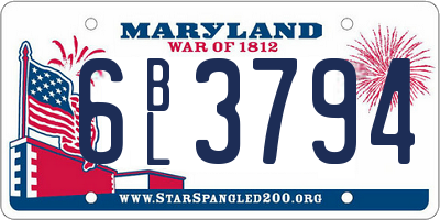 MD license plate 6BL3794