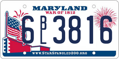 MD license plate 6BL3816