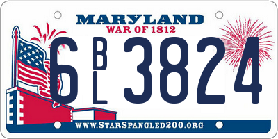 MD license plate 6BL3824