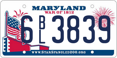 MD license plate 6BL3839