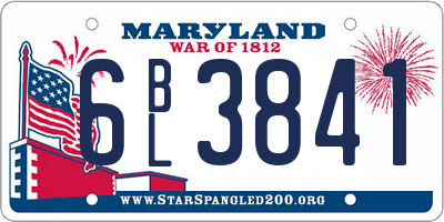 MD license plate 6BL3841