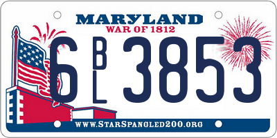 MD license plate 6BL3853