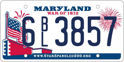 MD license plate 6BL3857