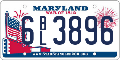 MD license plate 6BL3896