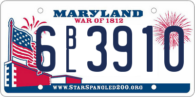 MD license plate 6BL3910
