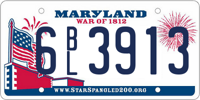 MD license plate 6BL3913