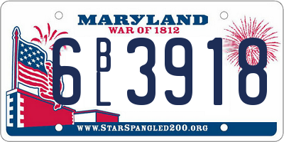 MD license plate 6BL3918