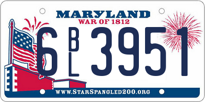 MD license plate 6BL3951