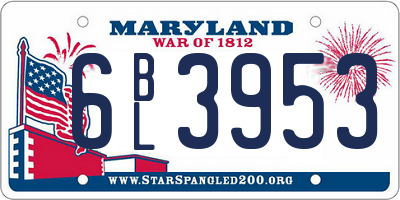 MD license plate 6BL3953