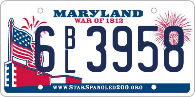 MD license plate 6BL3958