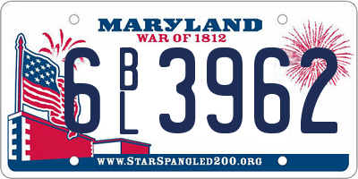 MD license plate 6BL3962