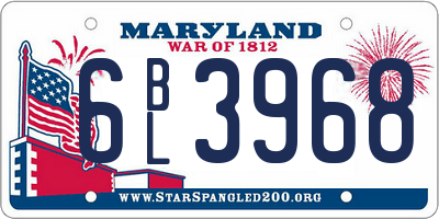 MD license plate 6BL3968