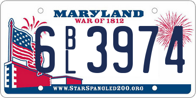 MD license plate 6BL3974