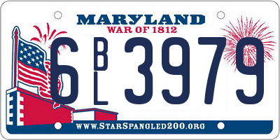 MD license plate 6BL3979