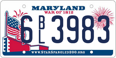 MD license plate 6BL3983