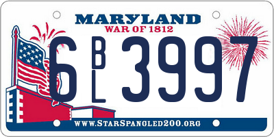 MD license plate 6BL3997
