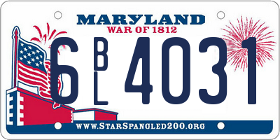 MD license plate 6BL4031