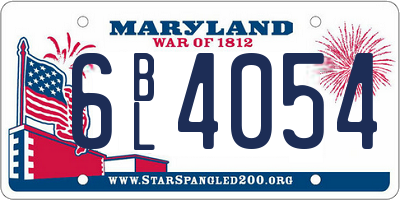 MD license plate 6BL4054