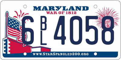 MD license plate 6BL4058