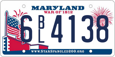 MD license plate 6BL4138