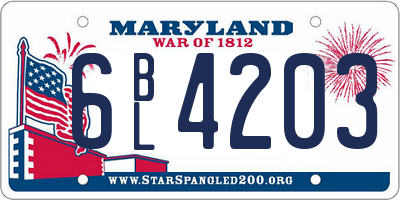 MD license plate 6BL4203