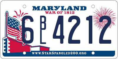 MD license plate 6BL4212