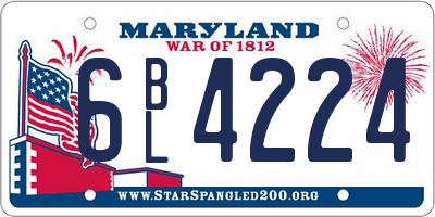 MD license plate 6BL4224