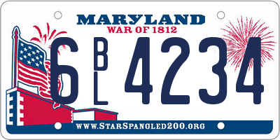MD license plate 6BL4234