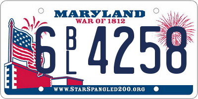 MD license plate 6BL4258