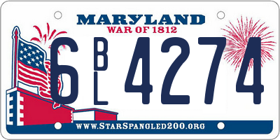 MD license plate 6BL4274