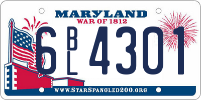 MD license plate 6BL4301