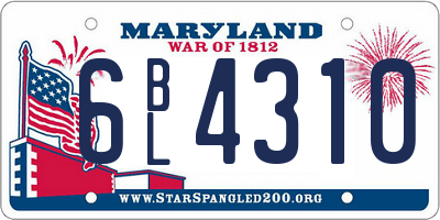 MD license plate 6BL4310