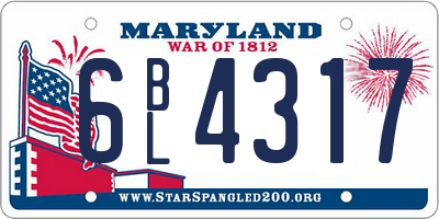MD license plate 6BL4317