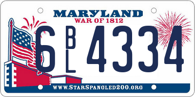 MD license plate 6BL4334