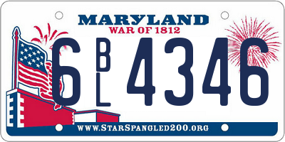 MD license plate 6BL4346