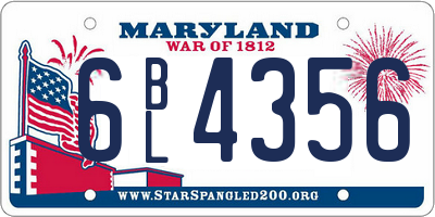 MD license plate 6BL4356