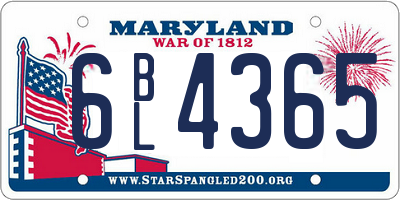 MD license plate 6BL4365