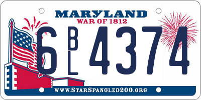 MD license plate 6BL4374