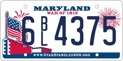 MD license plate 6BL4375
