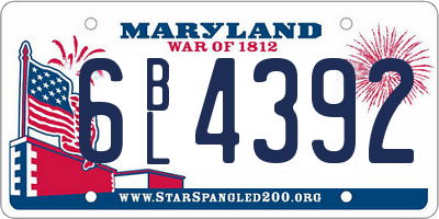 MD license plate 6BL4392