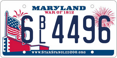 MD license plate 6BL4496