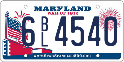 MD license plate 6BL4540