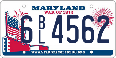MD license plate 6BL4562