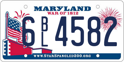 MD license plate 6BL4582