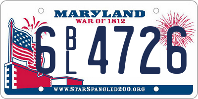 MD license plate 6BL4726